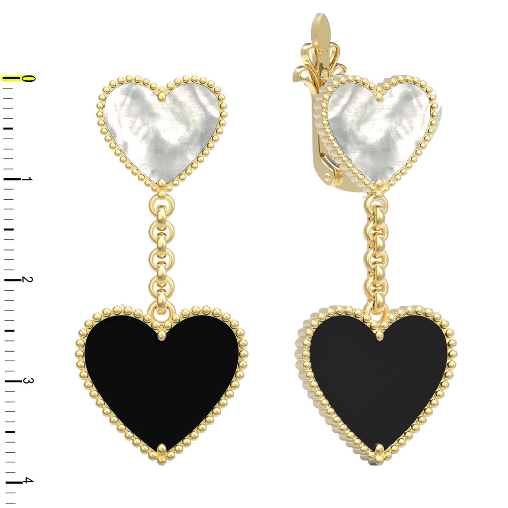 Серьги из лимонного золота c ониксом и перламутром