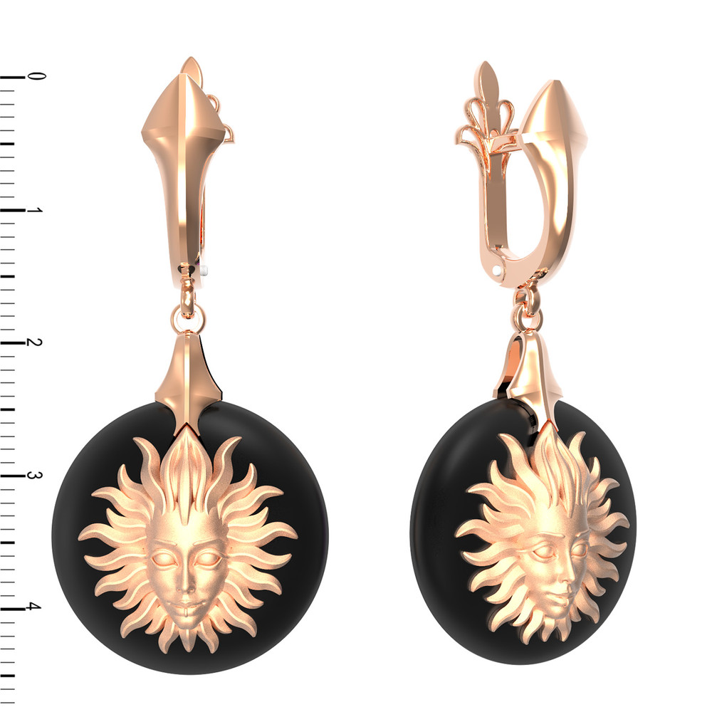 Серьги из золота c ониксом