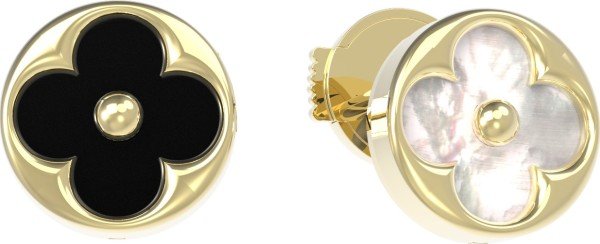 Серьги из лимонного золота 585 пробы c ониксом и перламутром