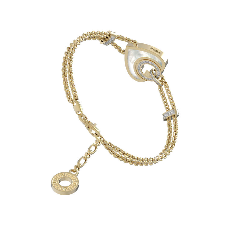 Браслет из лимонного золота c бриллиантами, ониксом и перламутром