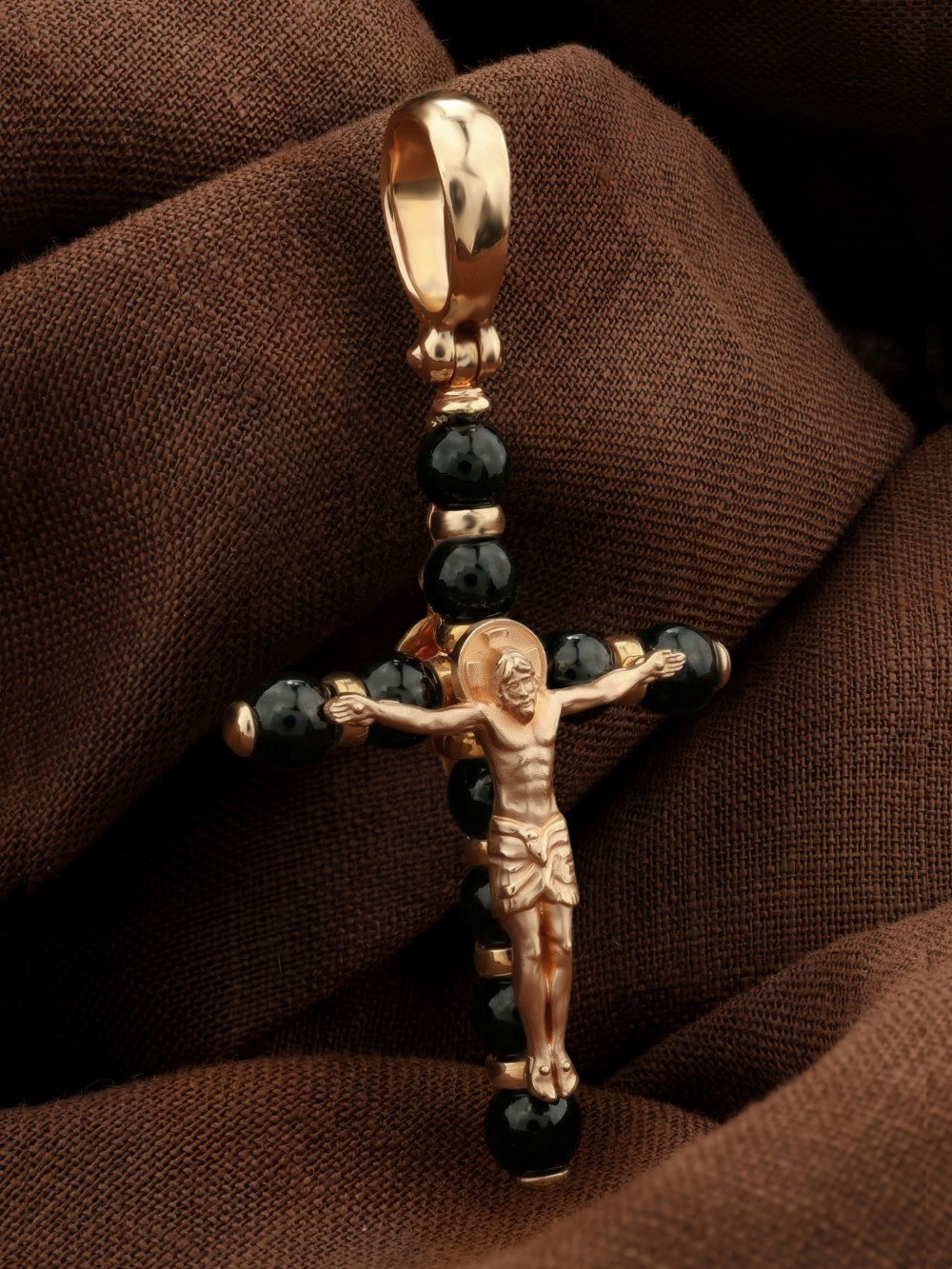 Крест из золота c ониксом