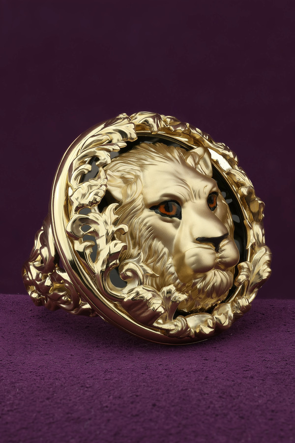 Кольцо из лимонного золота c эмаль и ониксом