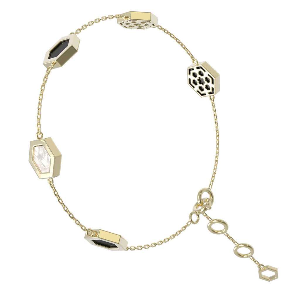 Браслет из лимонного золота c ониксом и перламутром