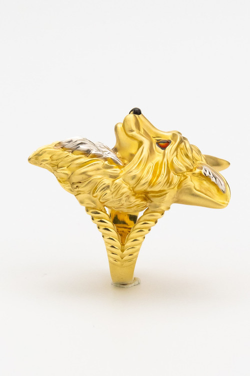 Кольцо из лимонного золота c эмаль