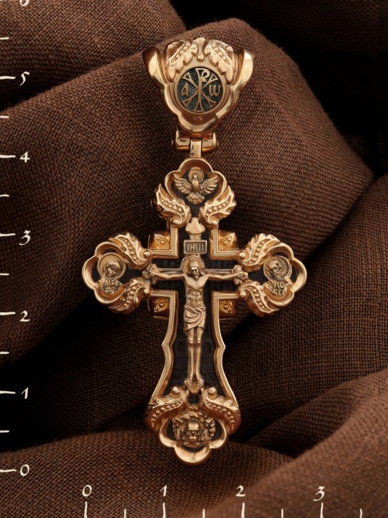 Крест из золота c эбеновым деревом