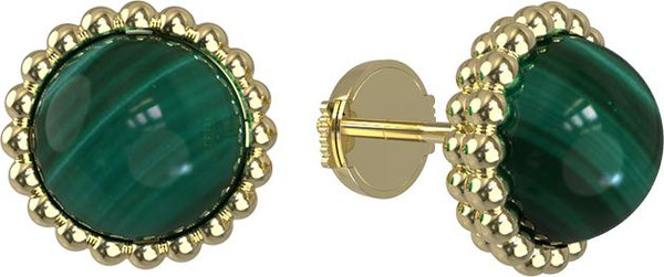 Серьги из лимонного золота c малахитом