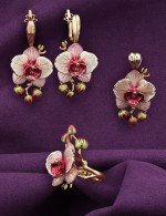 Серьги из золота 585 пробы c эмалью