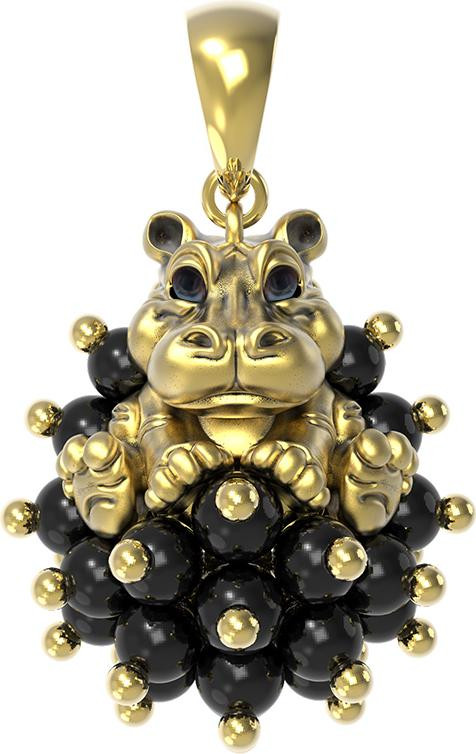 Подвеска из лимонного золота c эмаль и ониксом