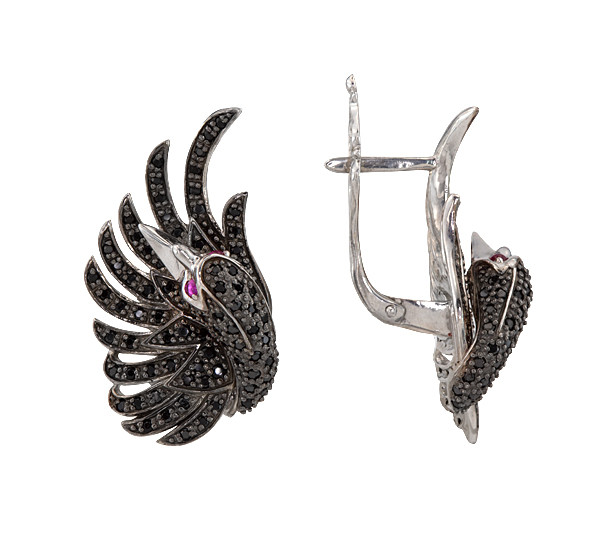 Серьги из белого золота c фианитом