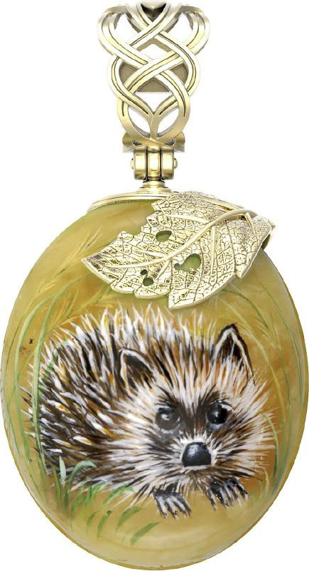 Подвеска из лимонного золота c росписным янтарём