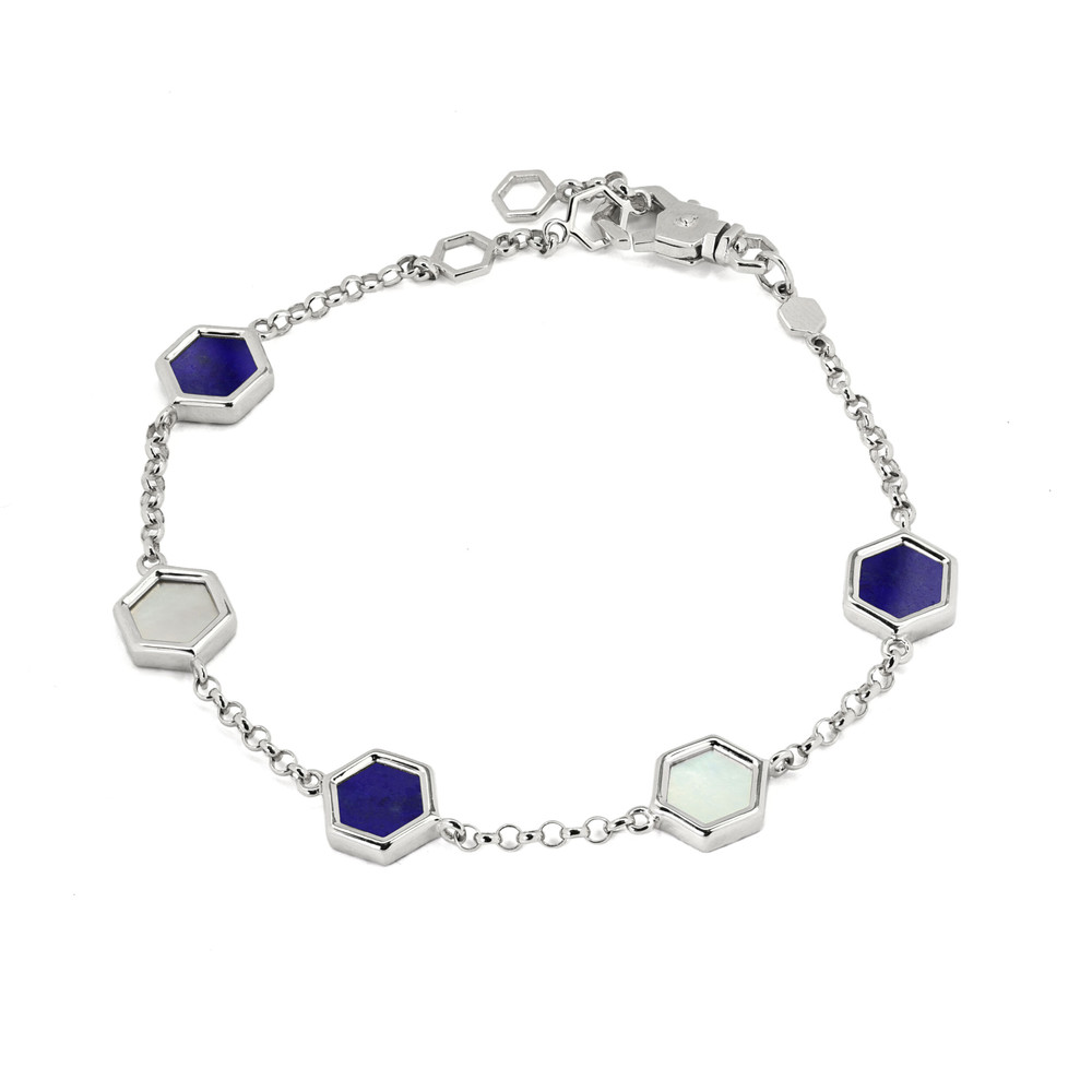Браслет из белого золота c лазуритом и перламутром
