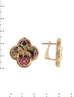 Серьги из золота 585 пробы c эмалью и перламутром