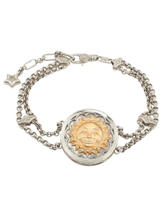 Браслет из белого золота c ониксом и перламутром