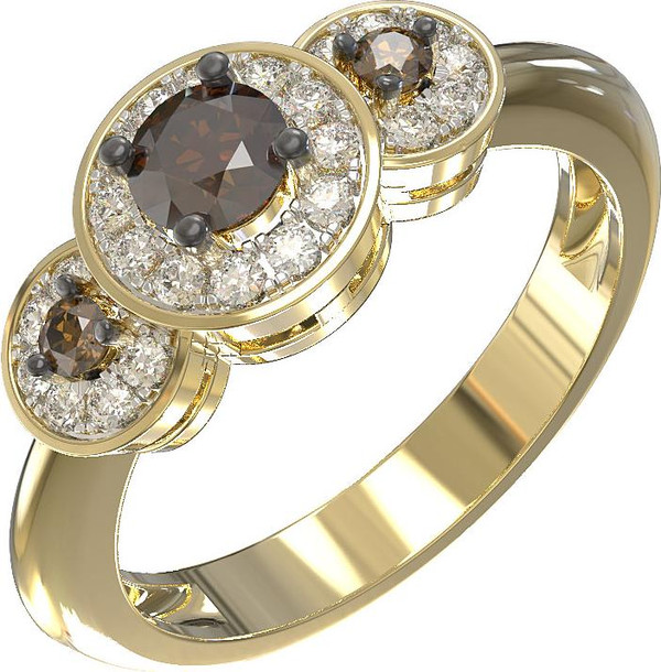 Кольцо из лимонного золота c бриллиантами