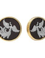 Серьги из лимонного золота 585 пробы c эбеновым деревом