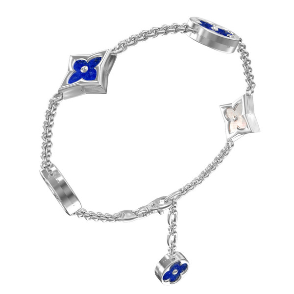 Браслет из белого золота c лазуритом и перламутром