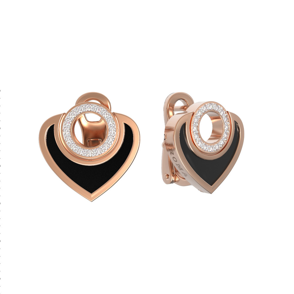 Серьги из золота c бриллиантами и ониксом