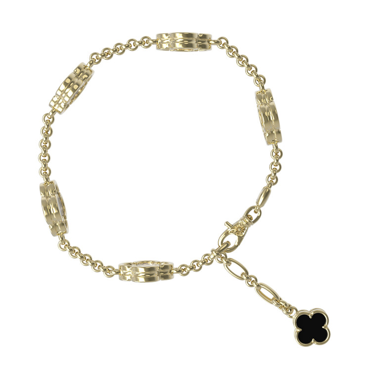 Браслет из лимонного золота c ониксом и перламутром