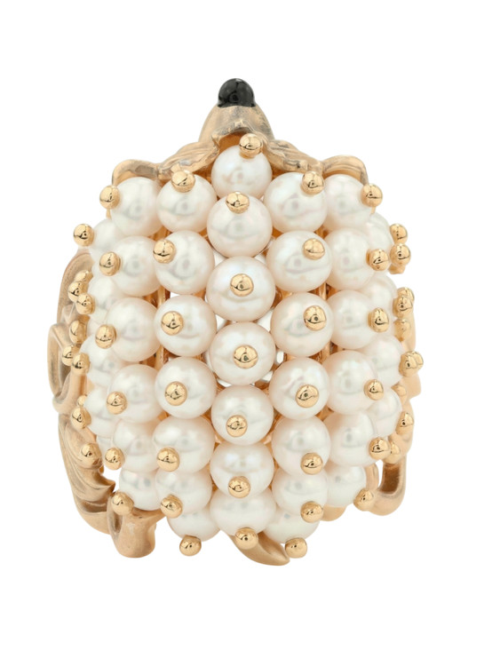 Кольцо из золота c эмаль и жемчугом