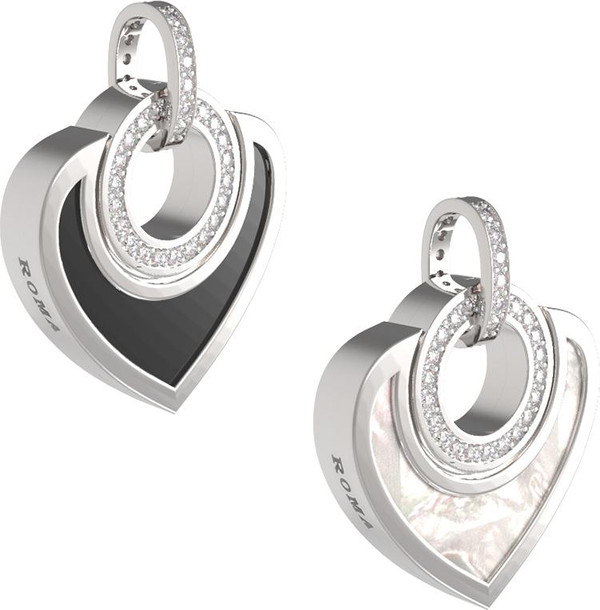 Подвеска из белого золота c бриллиантами, ониксом и перламутром