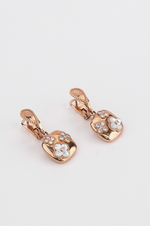 Серьги из розового золота c бриллиантами и перламутром