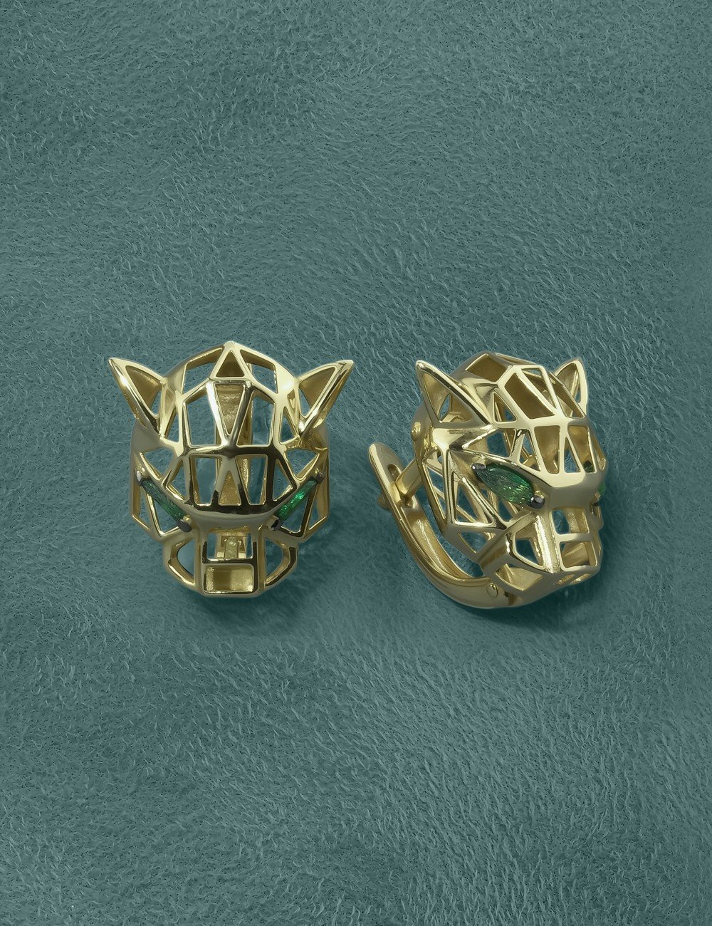 Серьги из лимонного золота 585 пробы c изумрудом