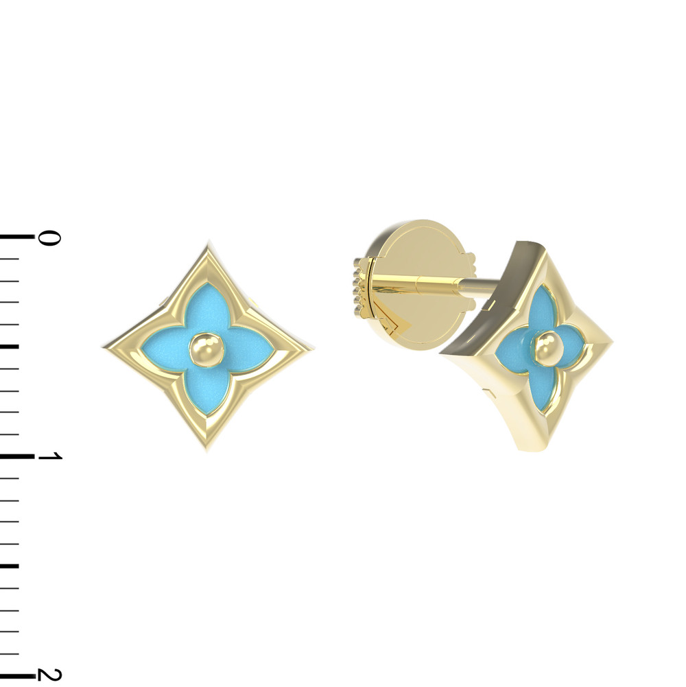 Серьги из лимонного золота c бирюзой