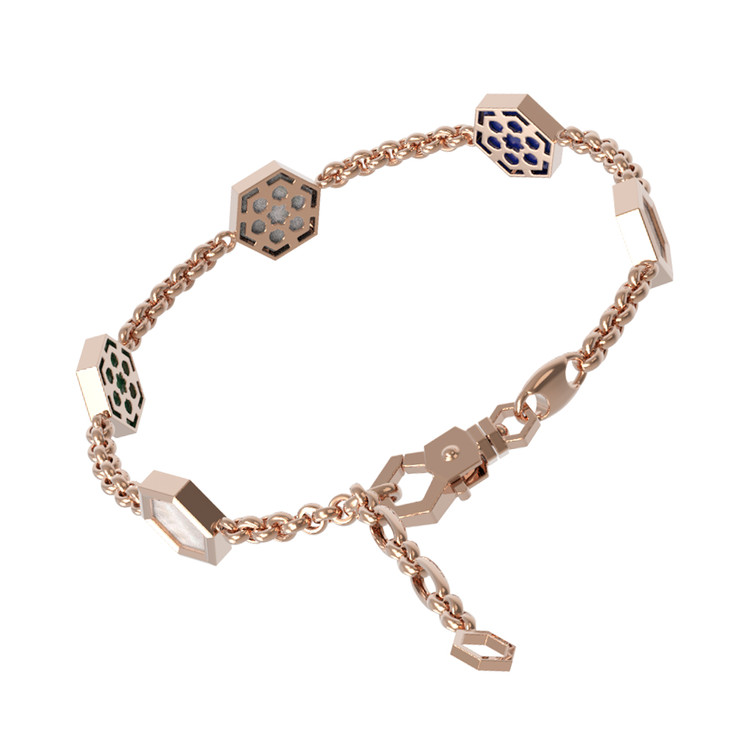 Браслет из золота c лазуритом, малахитом и перламутром