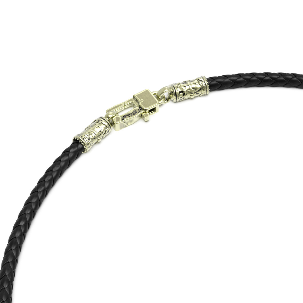 Шнурок кожаный из зелёного золота c кожаным шнурком