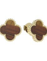 Серьги из лимонного золота 585 пробы c тигровым глазом