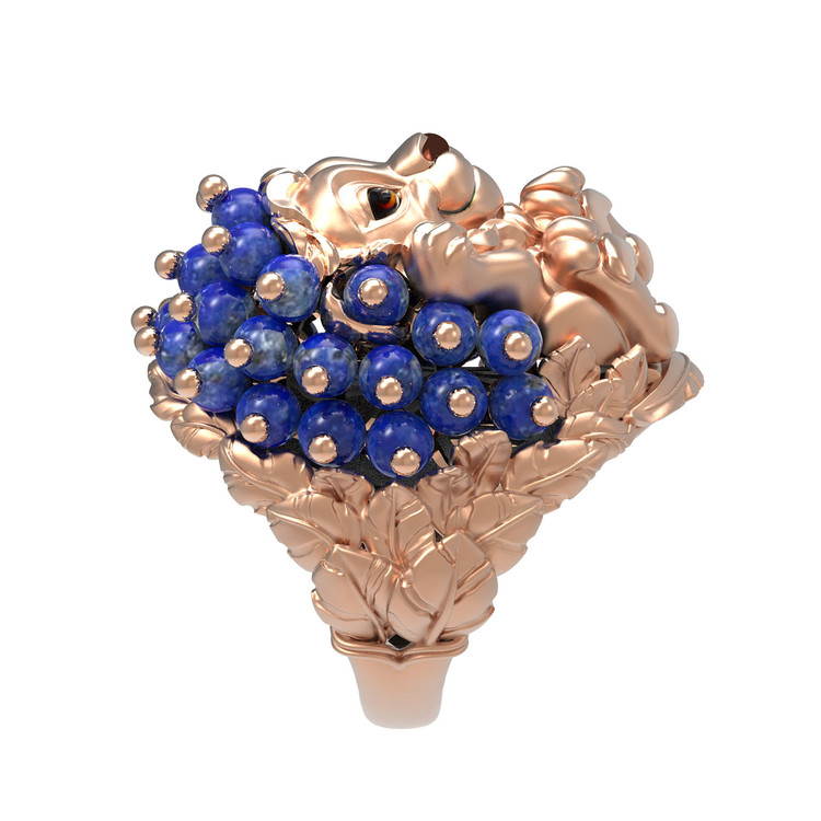 Кольцо из золота c эмаль и лазуритом