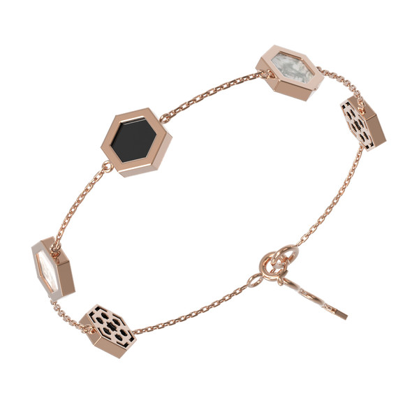 Браслет из золота c ониксом и перламутром