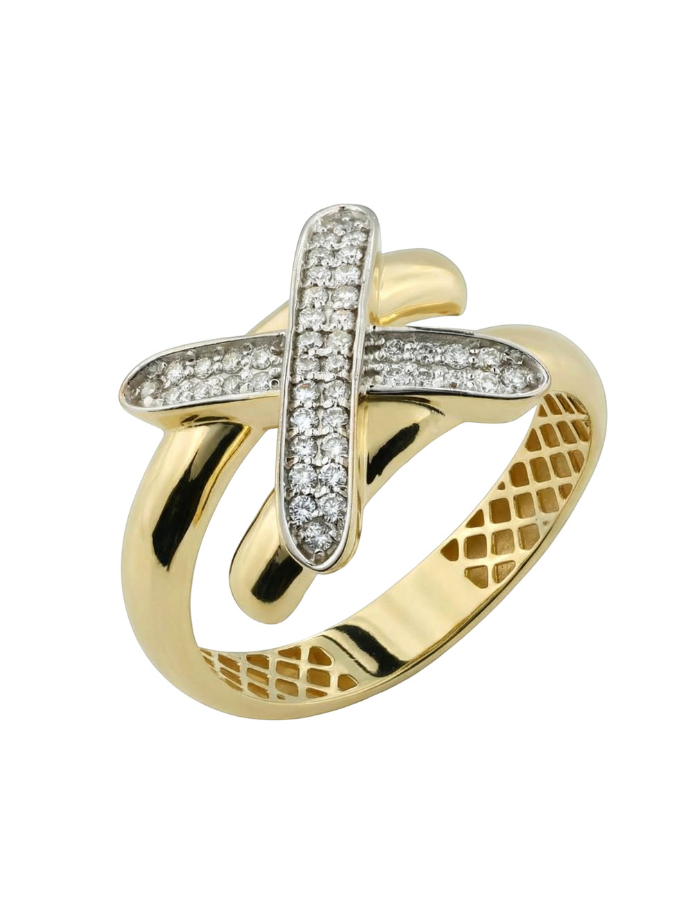 Кольцо из лимонного золота c бриллиантами