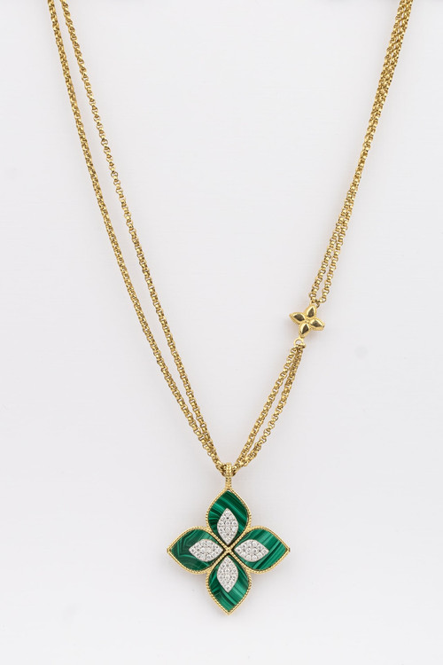 Колье из лимонного золота c бриллиантами и малахитом