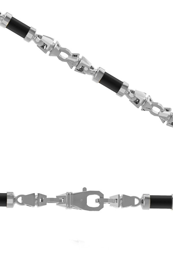 Цепь из белого золота 585 пробы c ониксом