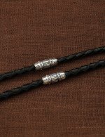 Гайтан из серебра 960 пробы c кожаным шнурком