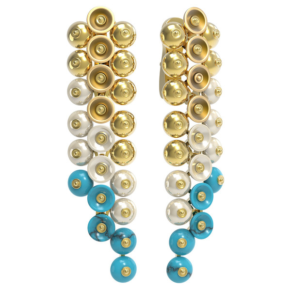 Серьги из лимонного золота c бирюзой и перламутром