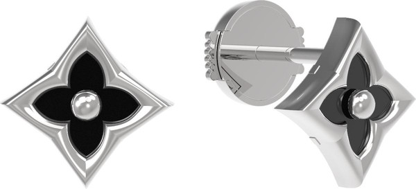 Серьги из белого золота c ониксом