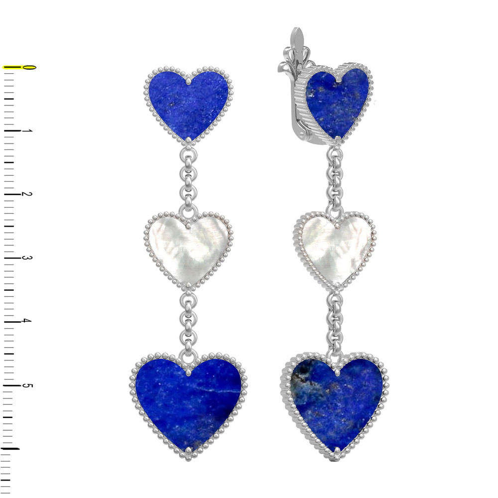 Серьги из белого золота c лазуритом и перламутром