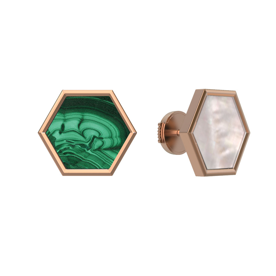 Серьги из золота c малахитом и перламутром