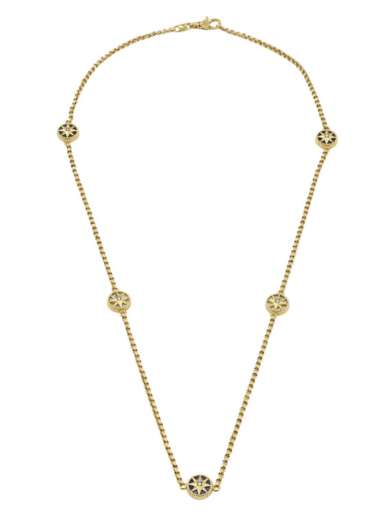 Колье из лимонного золота c бриллиантами, лазуритом и перламутром