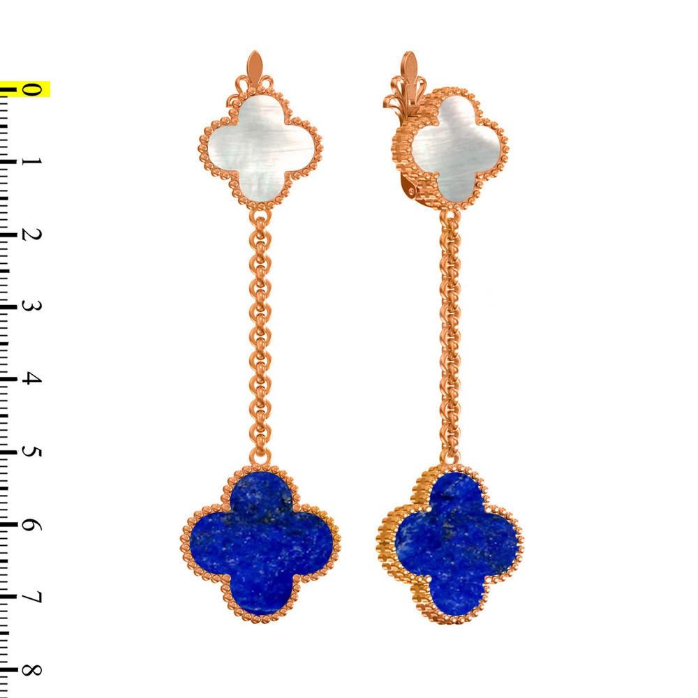 Серьги из золота c лазуритом и перламутром