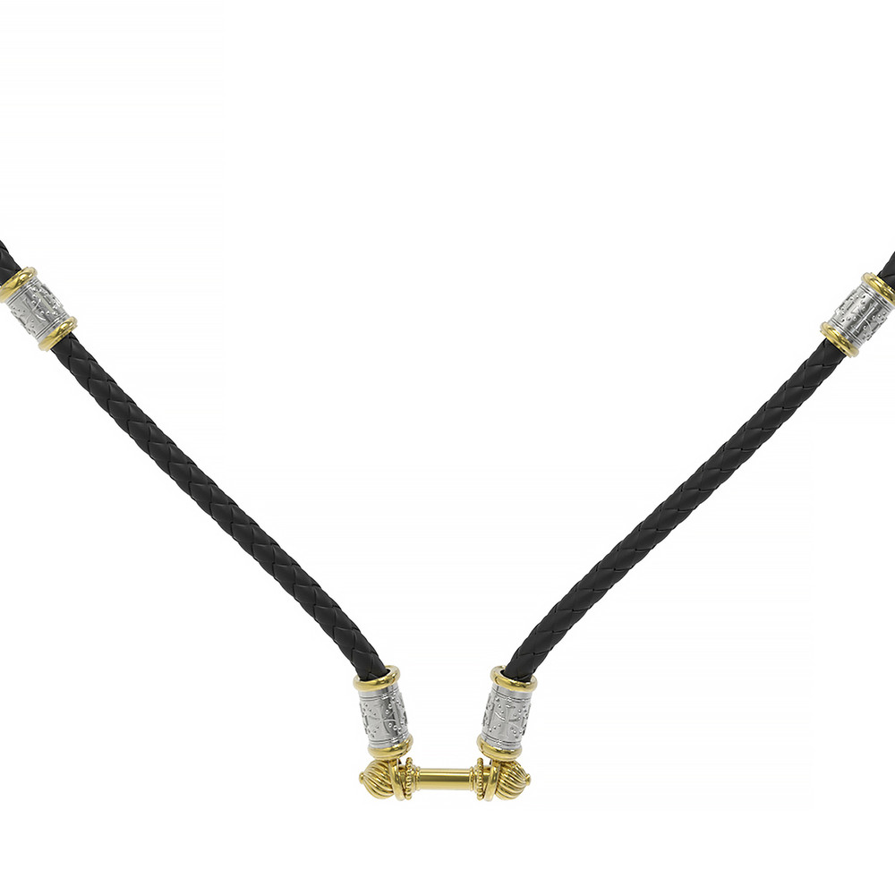 Шнурок кожаный из лимонного золота c кожаным шнурком