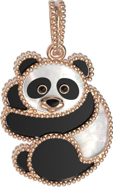 Подвеска из золота c эмаль , ониксом и перламутром