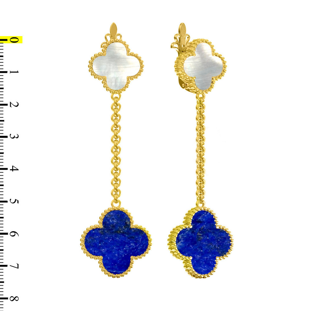 Серьги из лимонного золота c лазуритом и перламутром