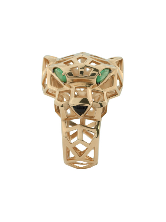 Кольцо из золота c изумрудом и ониксом