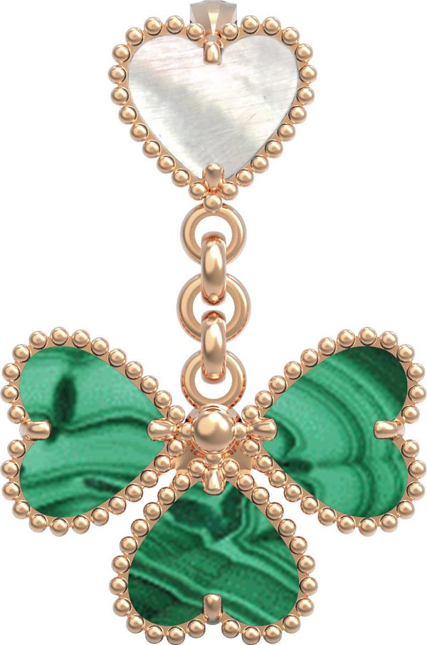 Подвеска из золота c малахитом и перламутром