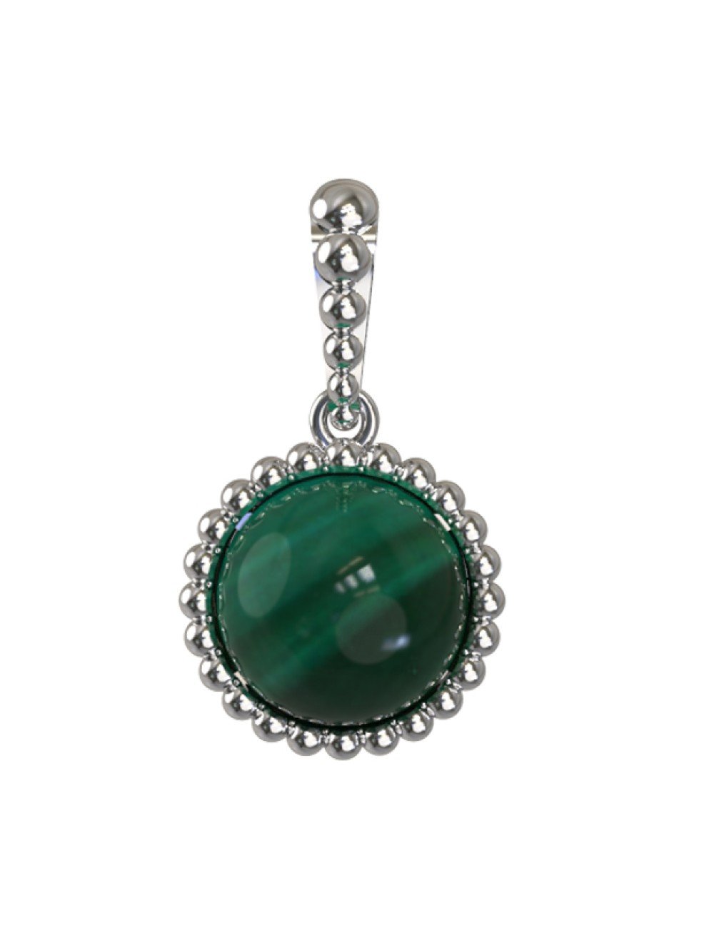 Подвеска из белого золота 585 пробы c малахитом