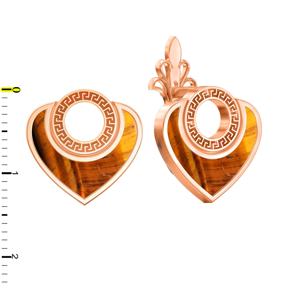 Серьги из золота c тигровым глазом