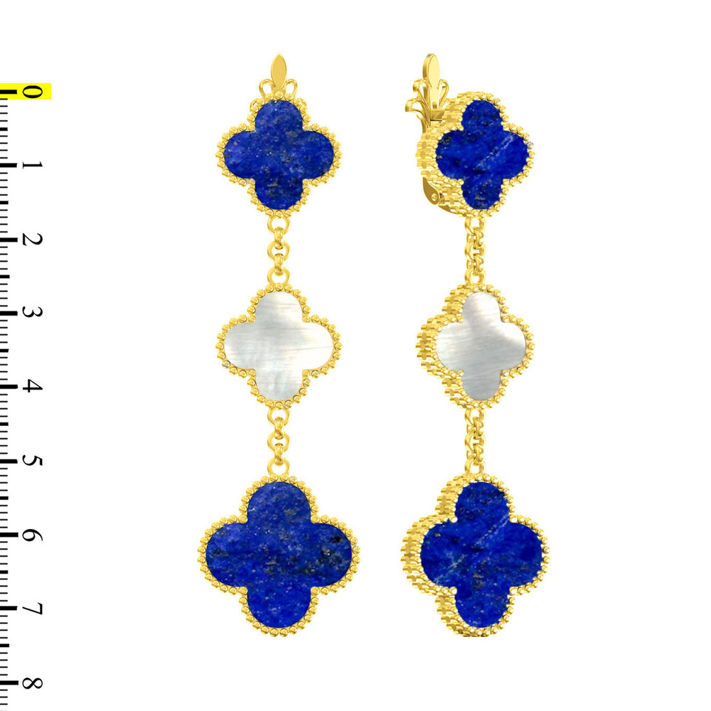 Серьги из лимонного золота c лазуритом и перламутром